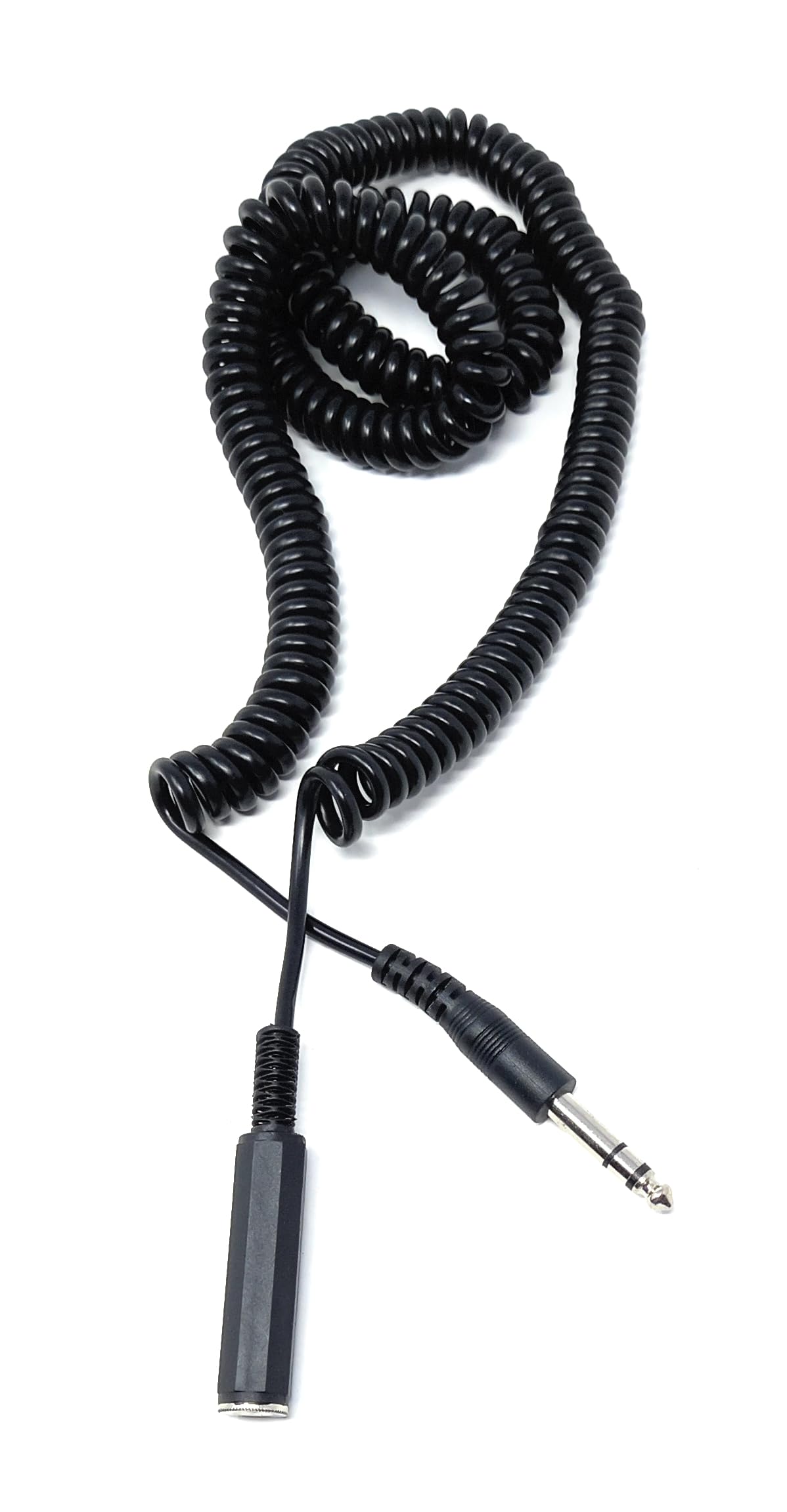 DRUT 5m 6.35MM Coiled Stereo TRS Jack Extension (Male to Female) Screened Audio Cable Cord for Headphones, Music Instruments 16.5ft