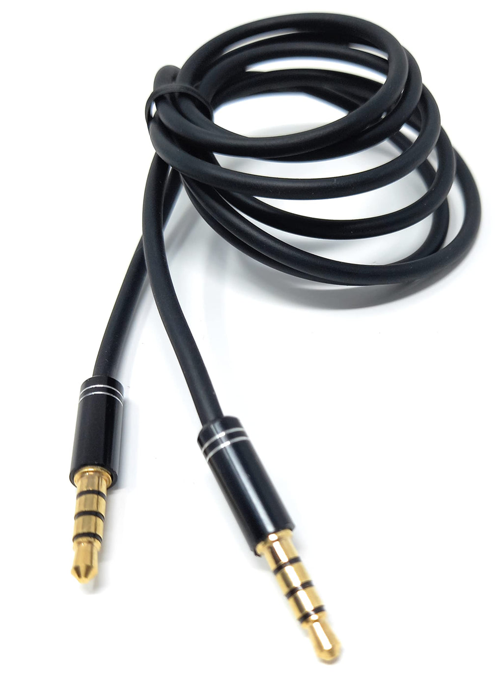 DRUT 3.5mm Jack to Jack 4 Pole Male Audio Stereo Cable Flexible Rubber Shield Lead, Gold Connectors