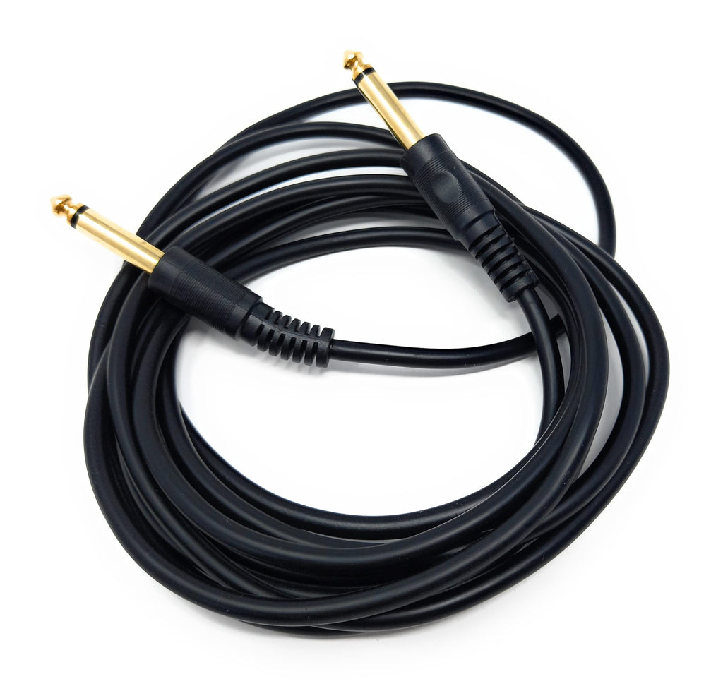 DRUT 6.35mm to 6.35mm Mono 1/4'' TS Jack Plug Speaker, Guitar, Instrument, Patch Cable Gold Connectors