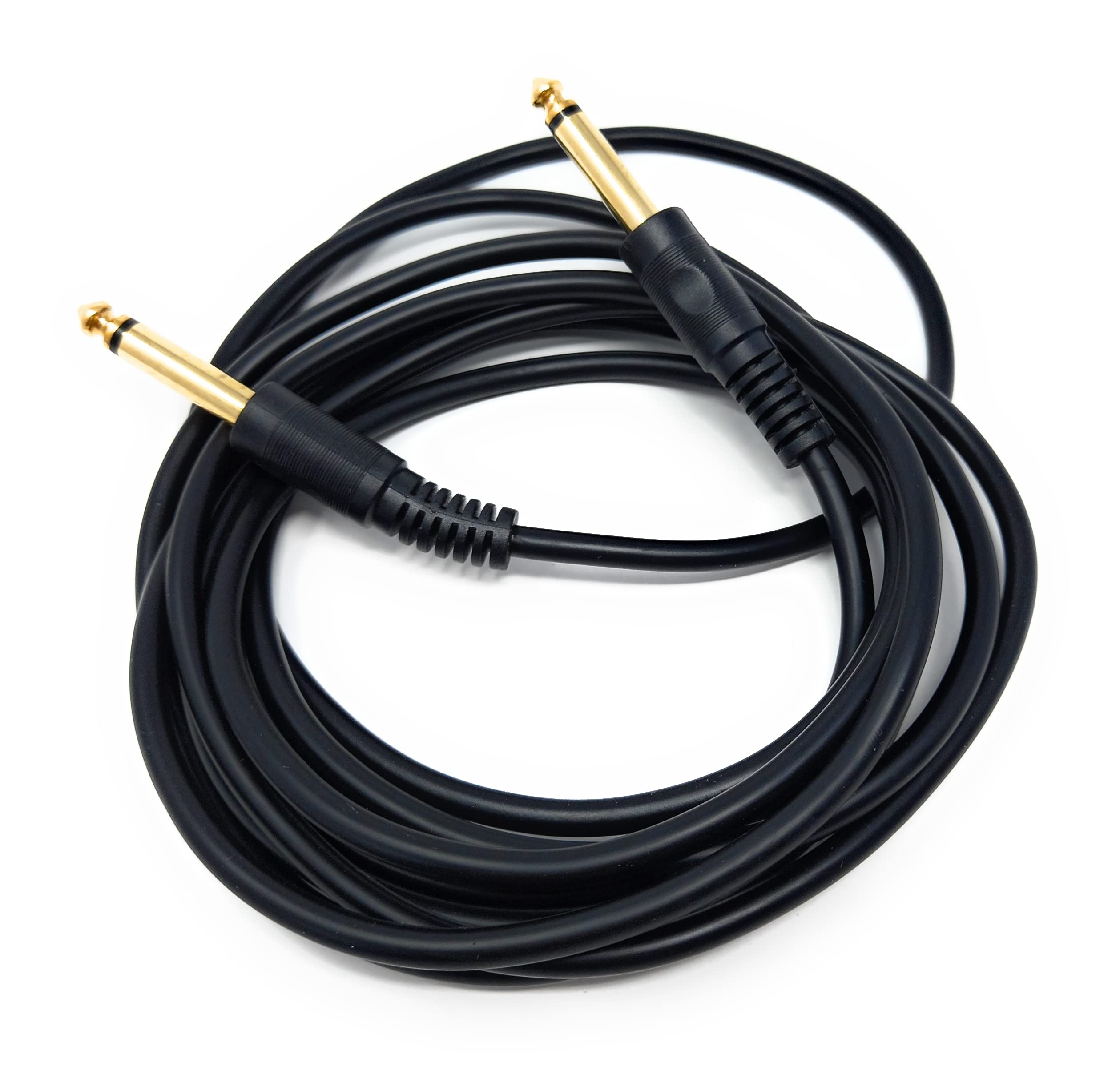 DRUT 6.35mm to 6.35mm Mono 1/4'' TS Jack Plug Speaker, Guitar, Instrument, Patch Cable Gold Connectors