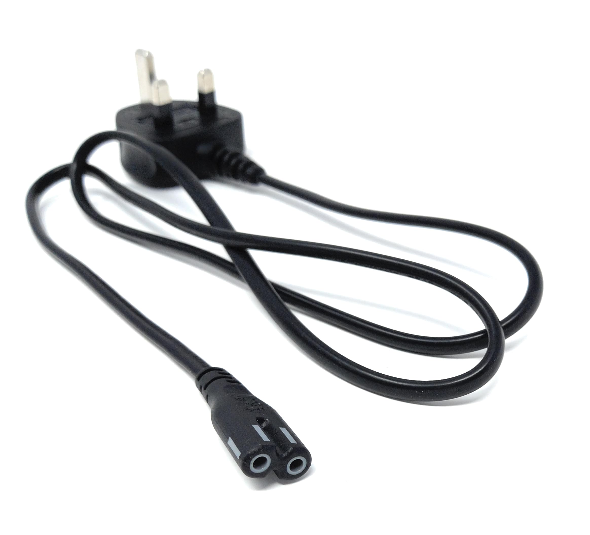 UK Power Cable 3A Fused Plug to C7 Figure-8 Lead – Compatible with PS5, PS4, Xbox, Laptops, Smart TVs, DVD Players, and Chargers