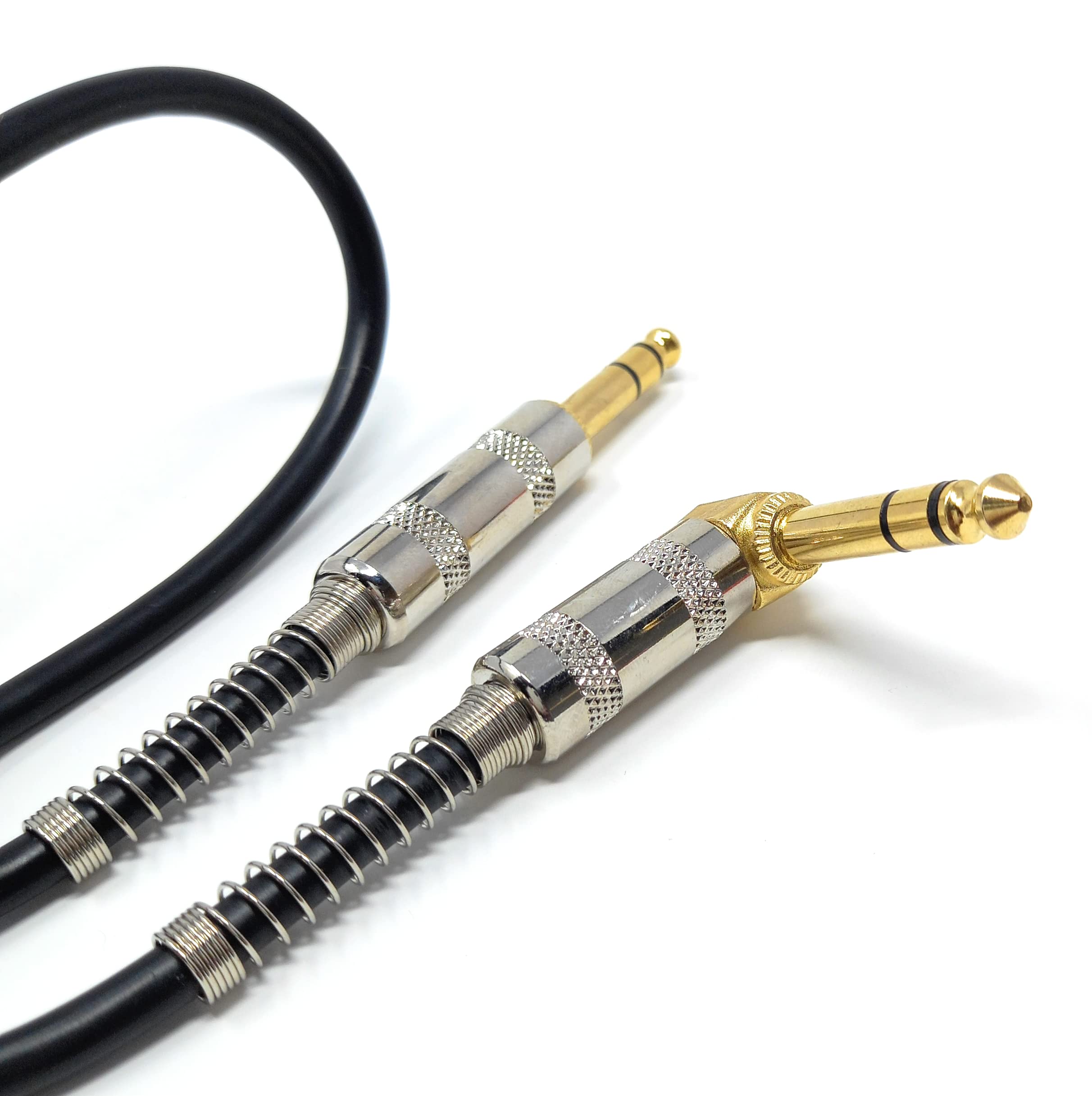 DRUT 50cm short Straight 6.35mm to Right Angle Jack Stereo Audio Male to Male Plugs 3 Pole TRS Balanced Patch Cable 1.6ft