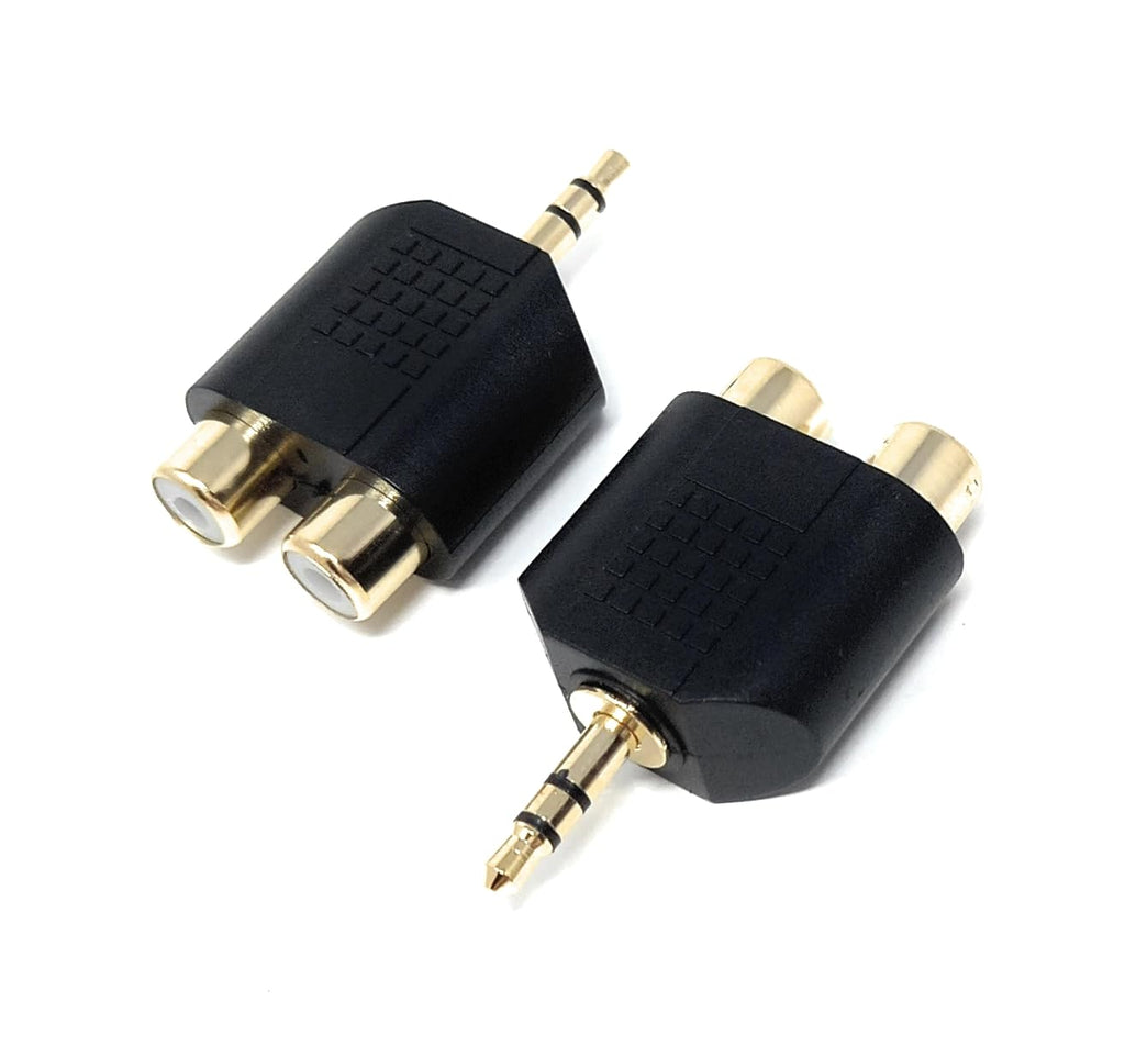 DRUT 3.5mm Stereo Jack Plug to Twin RCA Phono Mono Splitter or Combiner Audio Adapter