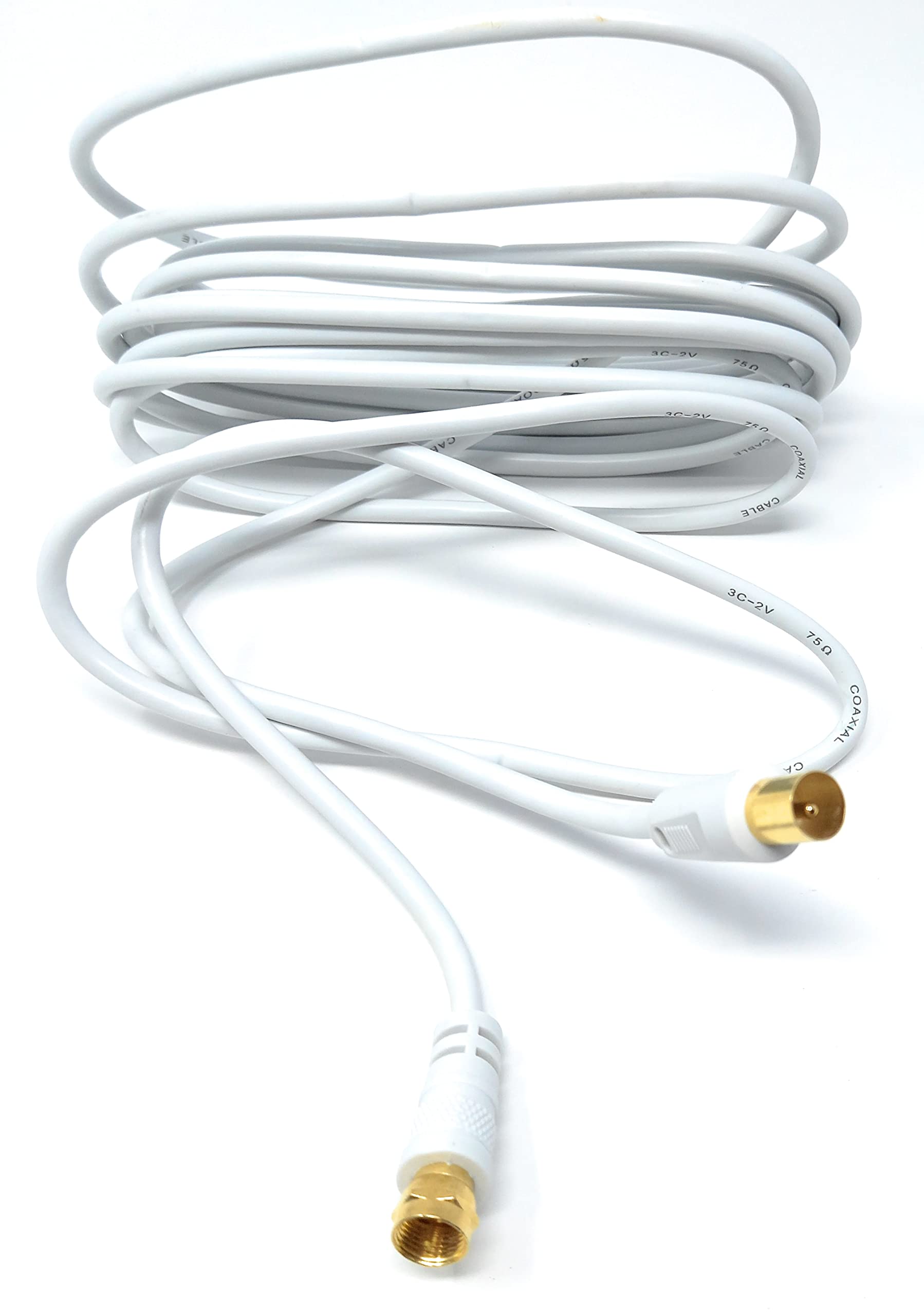 DRUT RF TV Aerial Male to F Type Connector Male Plug Coaxial Coax Cable, Lead, 75 Ohm, 3C-2V