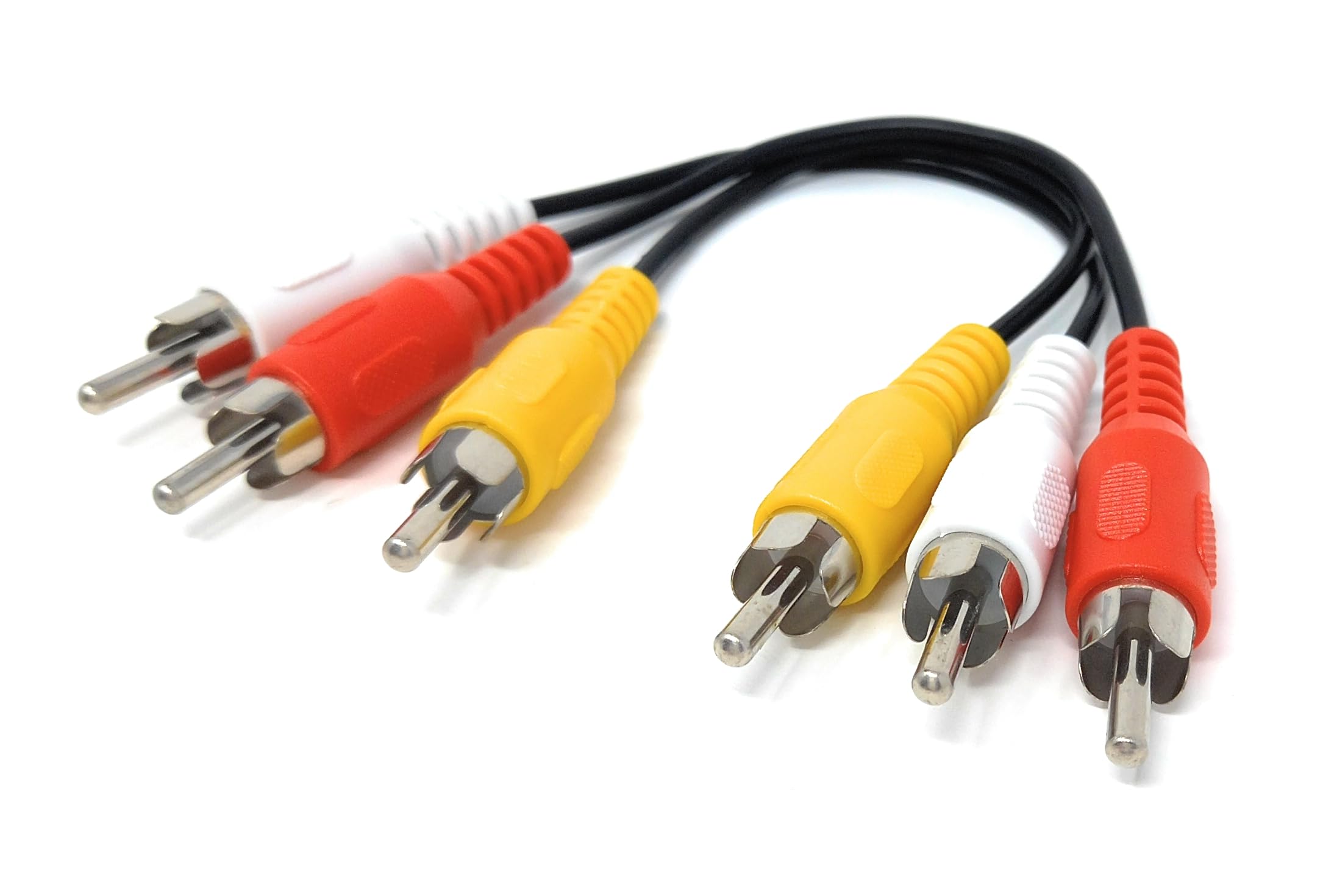 DRUT Triple 3 x RCA to RCA Phono Plugs to Plugs Composite, Audio Video Male to Male Cable Lead Nickel Contacts