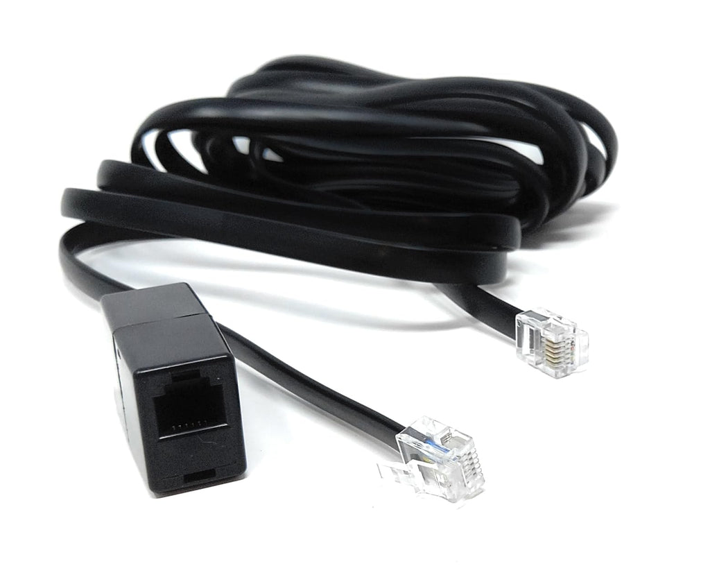 DRUT RJ12 to RJ12 (RJ11) 6-Pin Male to Male Cable with Female Coupler, Gold-Plated Connectors for BT Telephone, Broadband, and Modem Extension