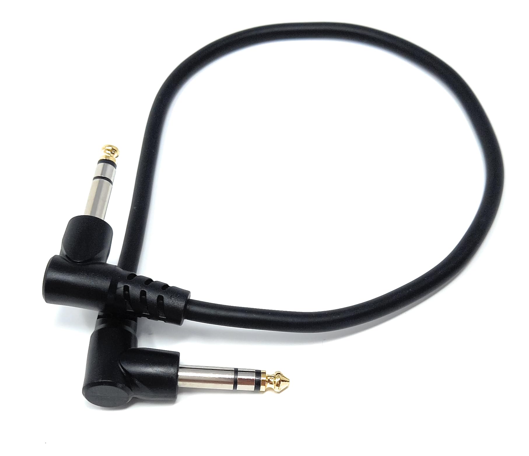 6.35mm 1/4" TRS Stereo Jack to Jack Plug, Dual Right Angle Patch Cable Lead for Headphones Amplifiers, Music Instruments, Live Events, DJ