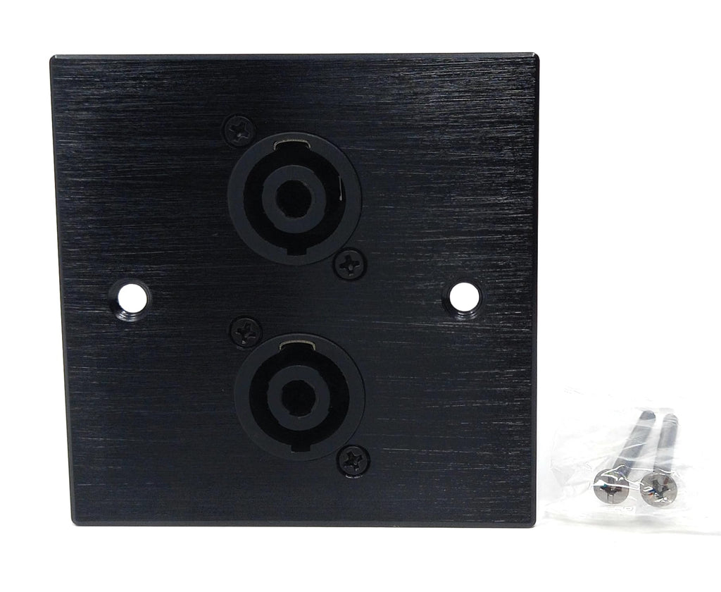 Single 2 Way Speakon Speaker Socket D-Series Outlet Wall Faceplate Brushed Aluminium Durable Metal Plate with Screws Included