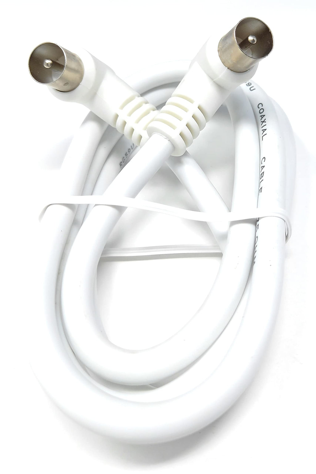 DRUT TV RF Right Angle 90' Male Plug to Male Plug Coaxial TV Freeview Cable Lead 75 Ohm