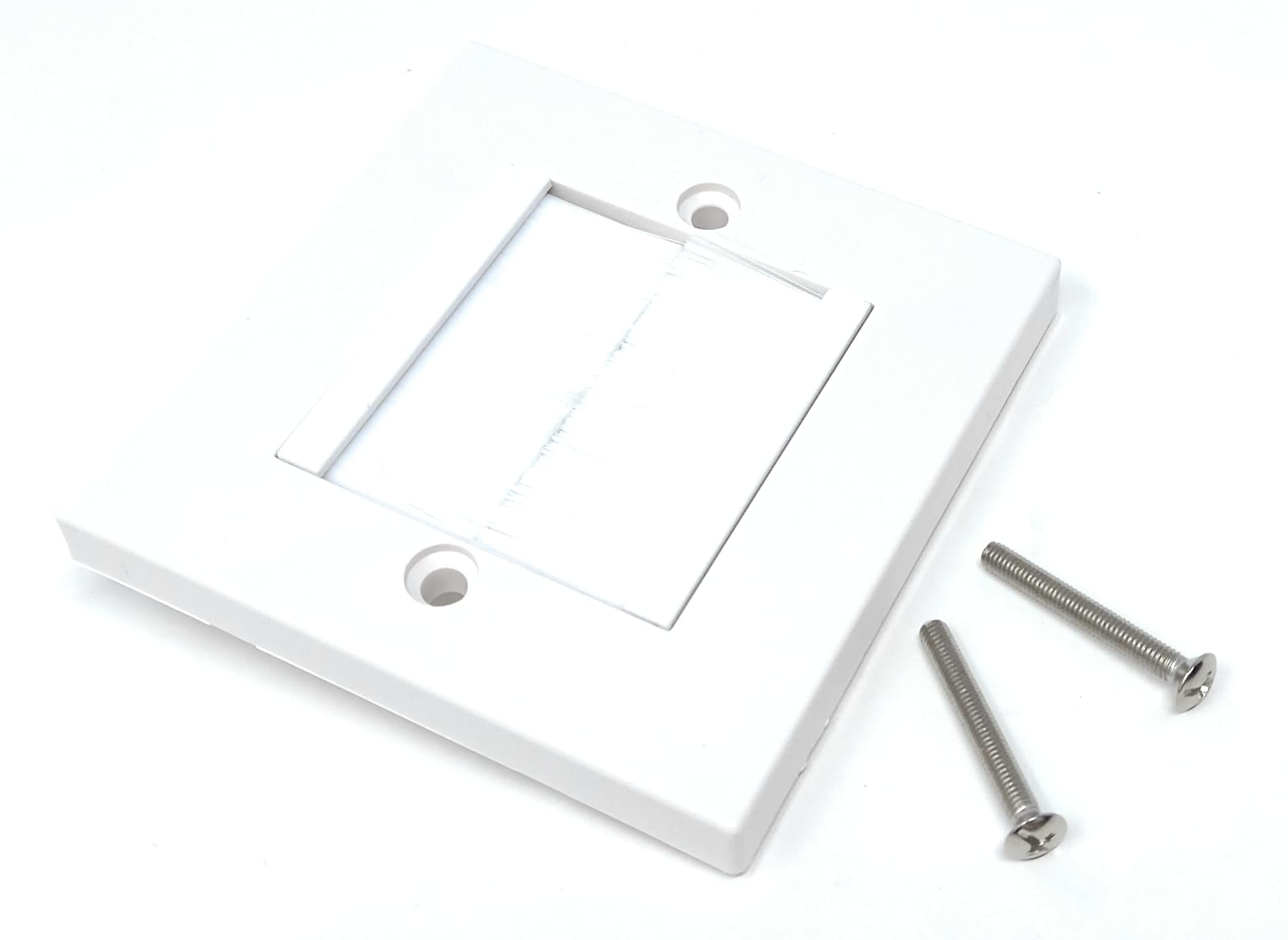 White Brush Plate Faceplate Wall Mounted Installation Tidy Cable Pass Through Insert for Wires and Cable Access
