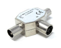 DRUT TV Antenna Adapter Distributor Splitter, 1 Female Socket in 2 Male Out, IEC Coax Cable, Aerial Digital Antenna Adaptor