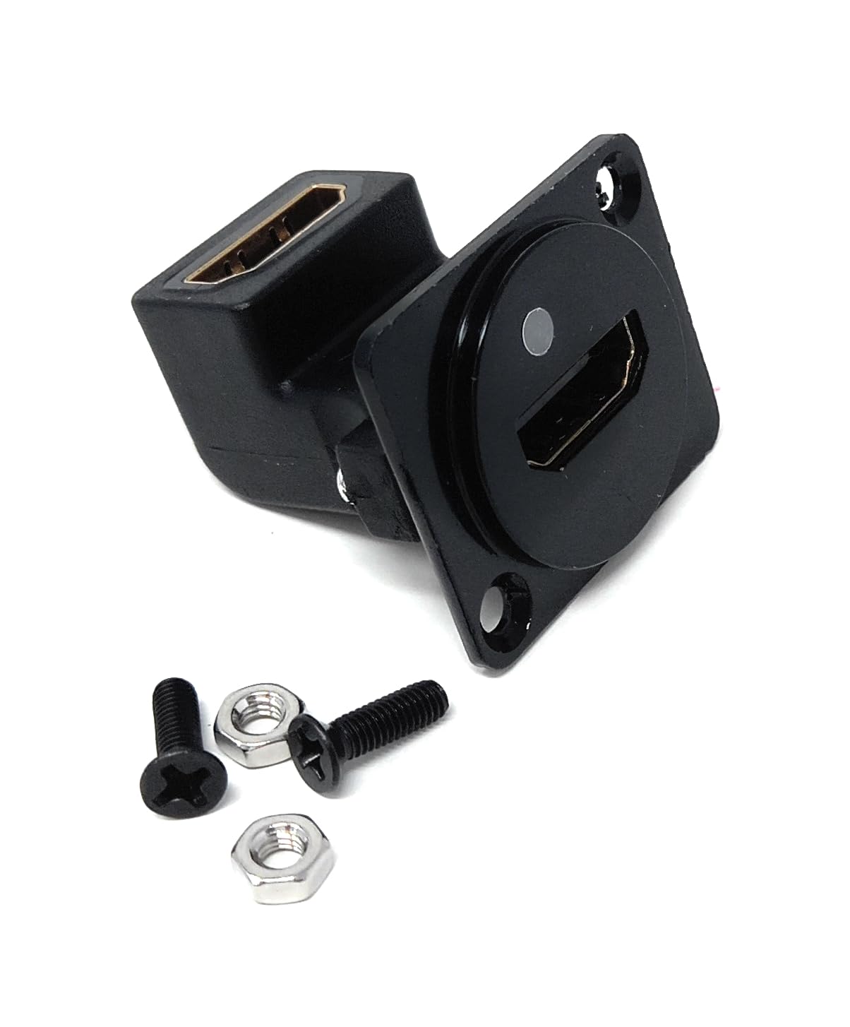 DRUT HDMI 2.0 D-Series Panel Mount Adapter – 4K Female to Female Feed-Through Connector, 90° Angled for Wall Plates, Racks, and Device Panels