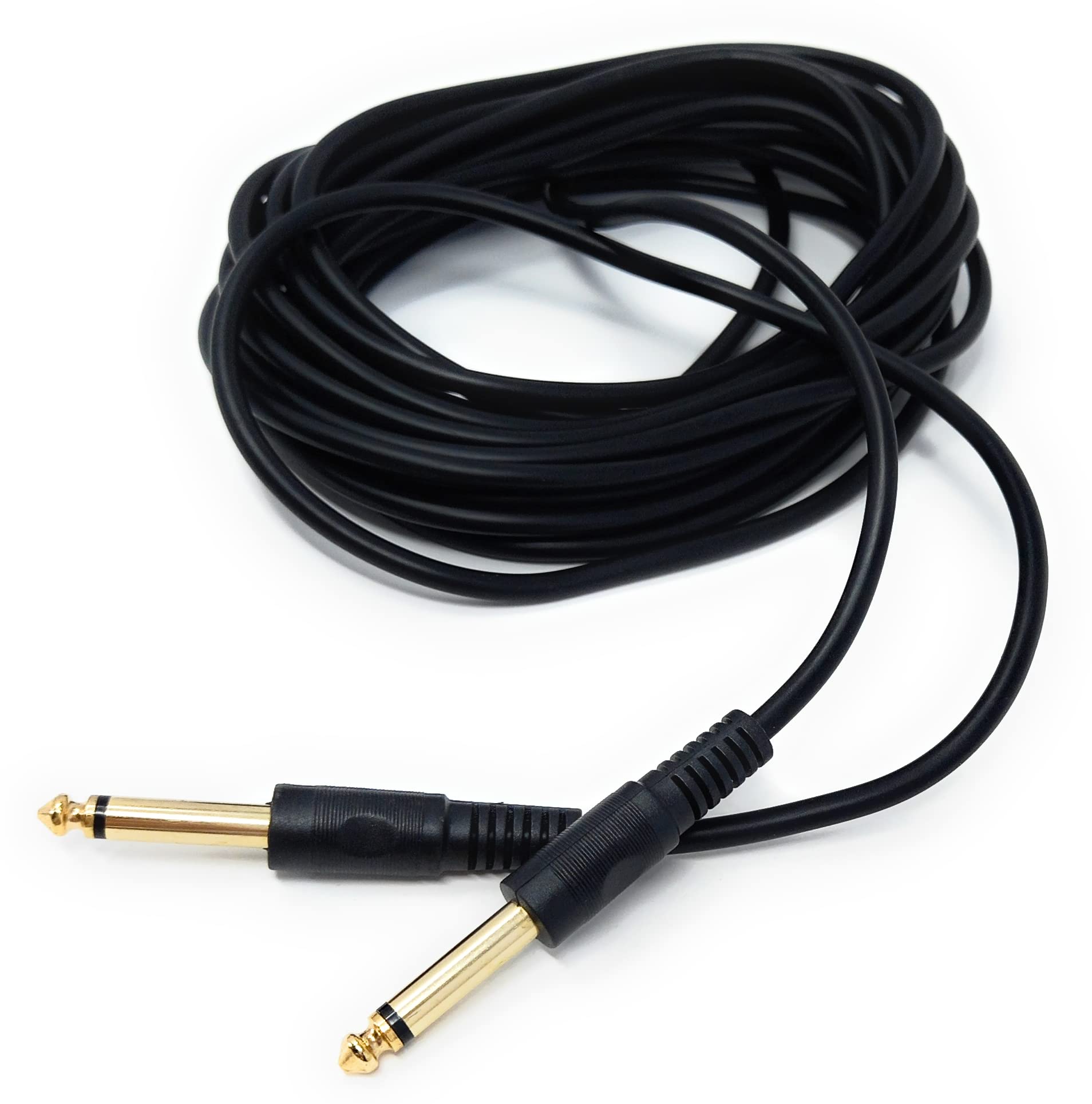DRUT 6.35mm to 6.35mm Mono 1/4'' TS Jack Plug Speaker, Guitar, Instrument, Patch Cable Gold Connectors