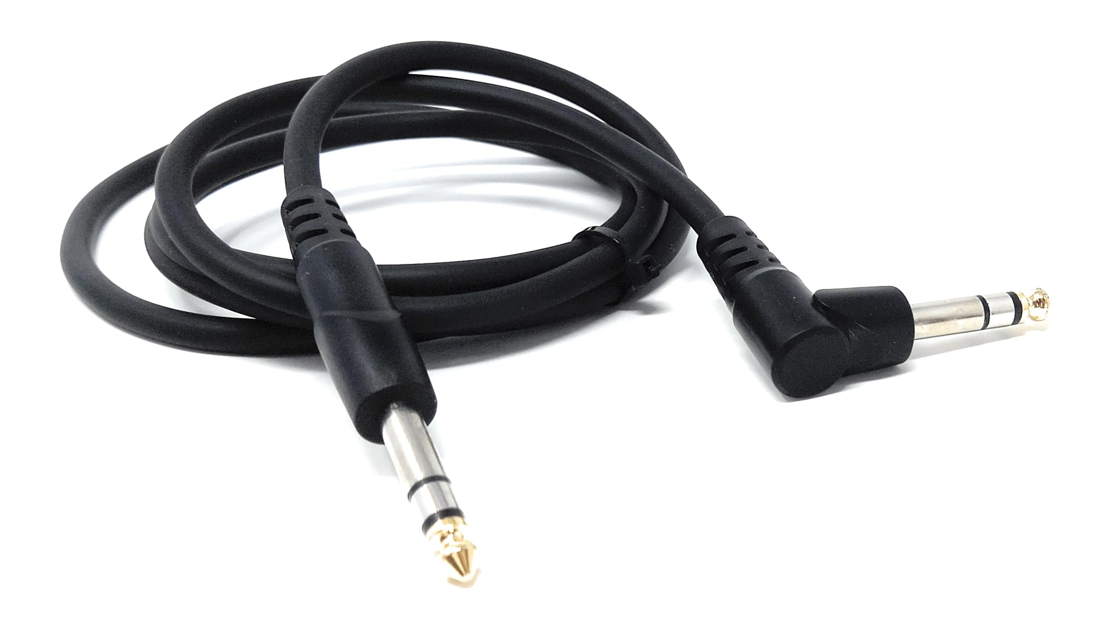 DRUT 6.35mm 1/4" Stereo TRS Male Jack to Right Angled Male Jack, Audio, Music Instrument, Flexible Cable Lead