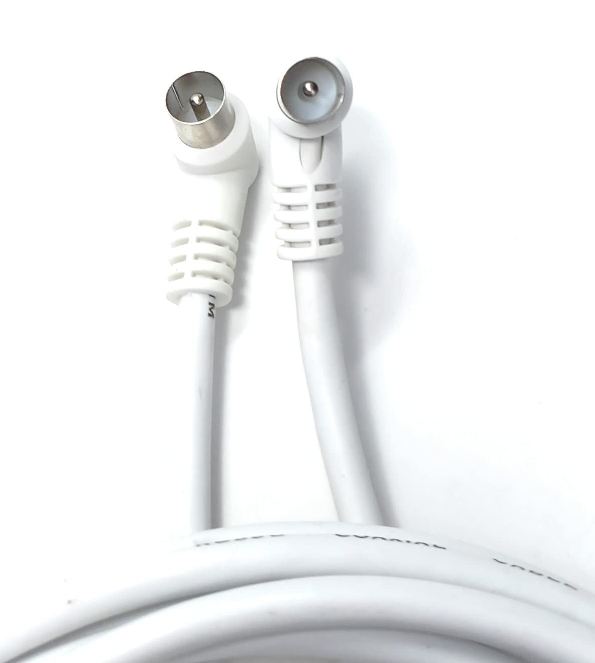 DRUT TV RF Right Angle 90' Male Plug to Male Plug Coaxial TV Freeview Cable Lead 75 Ohm