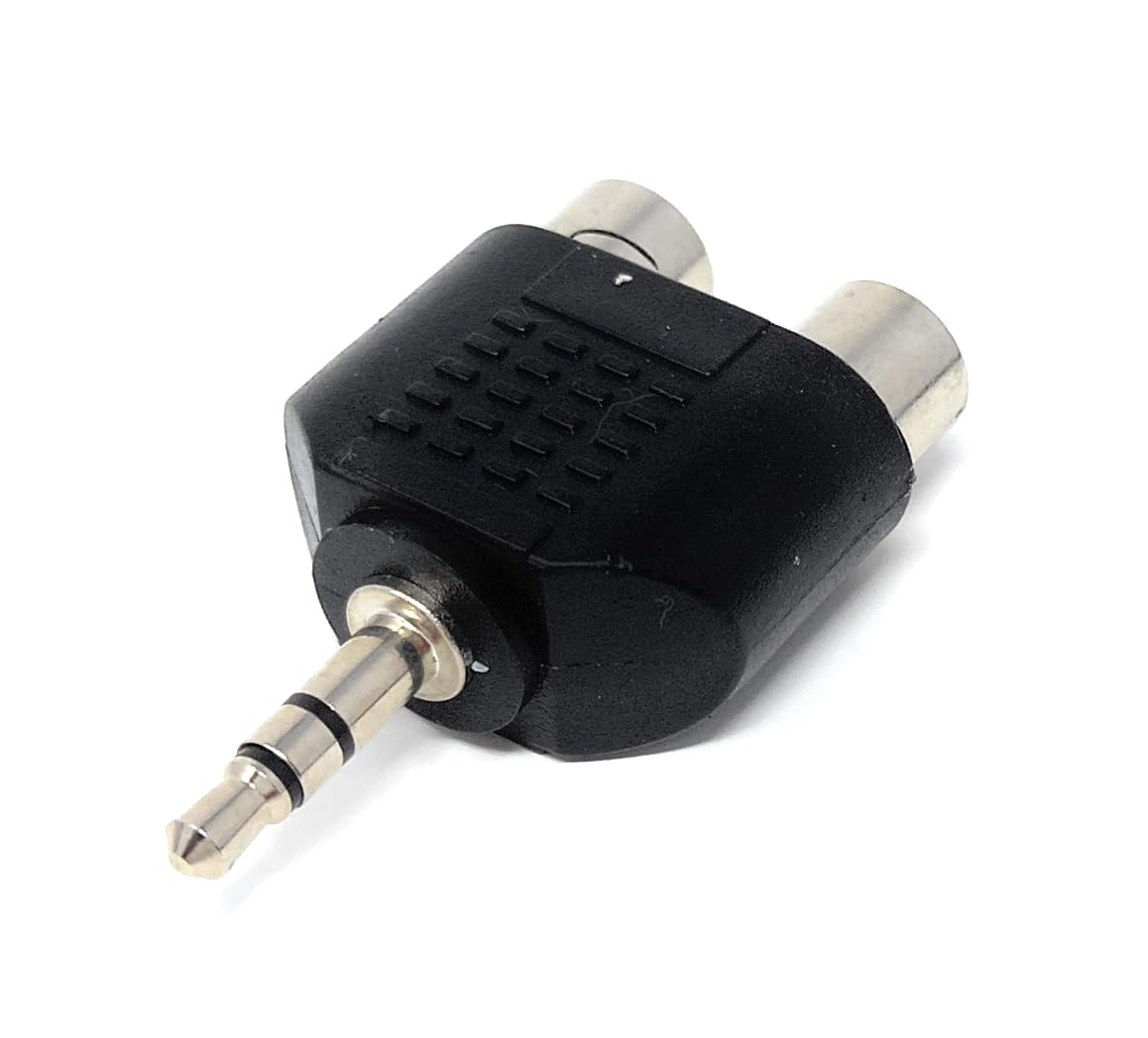 DRUT 3.5mm Stereo Jack Plug to Twin RCA Phono Mono Splitter or Combiner Audio Adapter