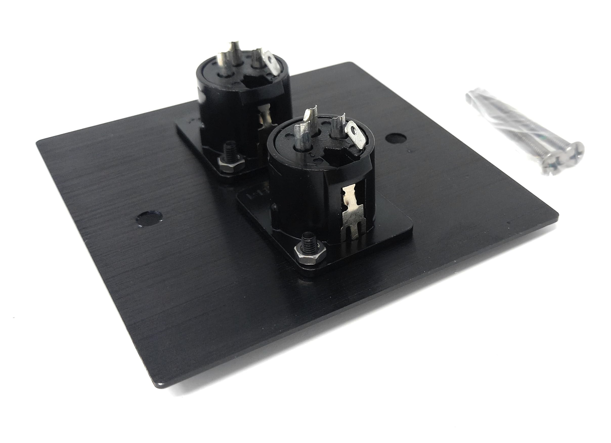 Brushed Aluminium Twin 3-Pin XLR Female Sockets D-Series Outlet Wall Faceplate – Durable Metal Plate for Audio, Amplifier, Microphone, Mixer, and Speaker Connections