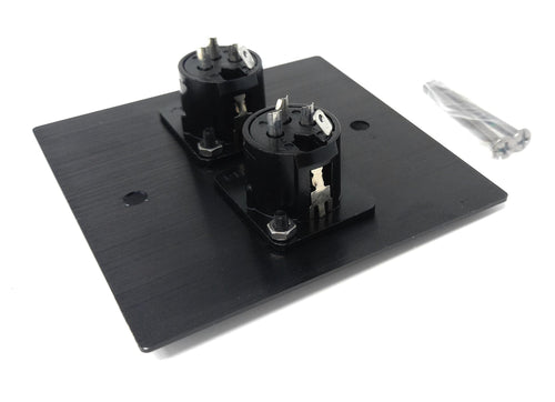 Brushed Aluminium Twin 3-Pin XLR Female Sockets D-Series Outlet Wall Faceplate – Durable Metal Plate for Audio, Amplifier, Microphone, Mixer, and Speaker Connections