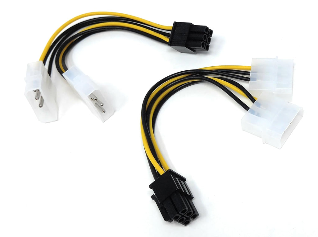 DRUT 15cm 6 PIN PCI Express to 2 x MOLEX LP4 Power Adapter Cable Lead