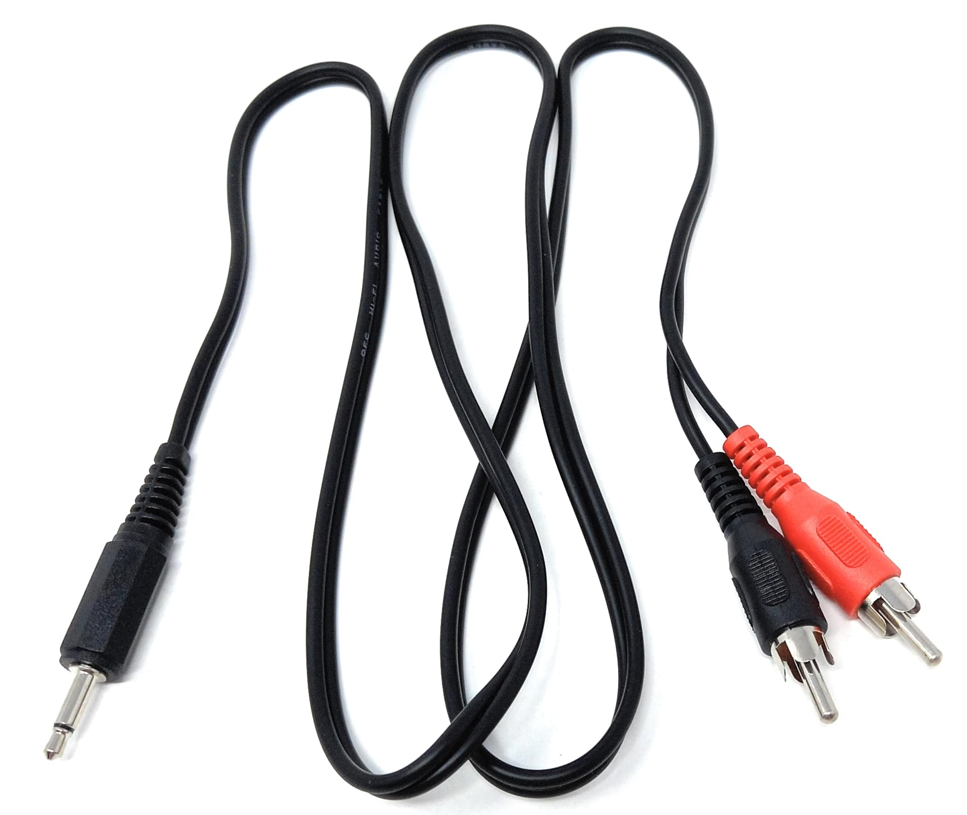 DRUT 3.5mm Mono Male Jack Plug to 2 x RCA Phono Red/Black Plugs Audio AUX Lead Cable