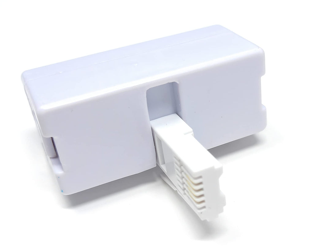 DRUT BT 1x BT Plug - 4x BT Sockets Telephone Splitter BT Phone Lines T Shaped Cable Adapter, White
