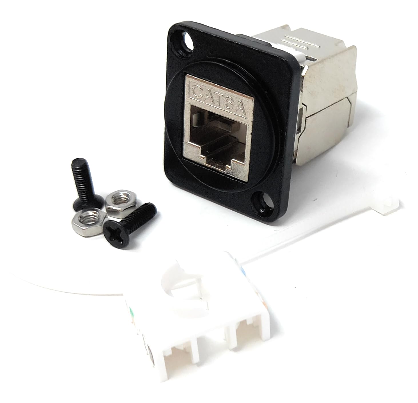 DRUT Cat6A RJ45 Socket to IDC Connection D-Series Chassis Mount Wall Faceplate Insert – Screws Included