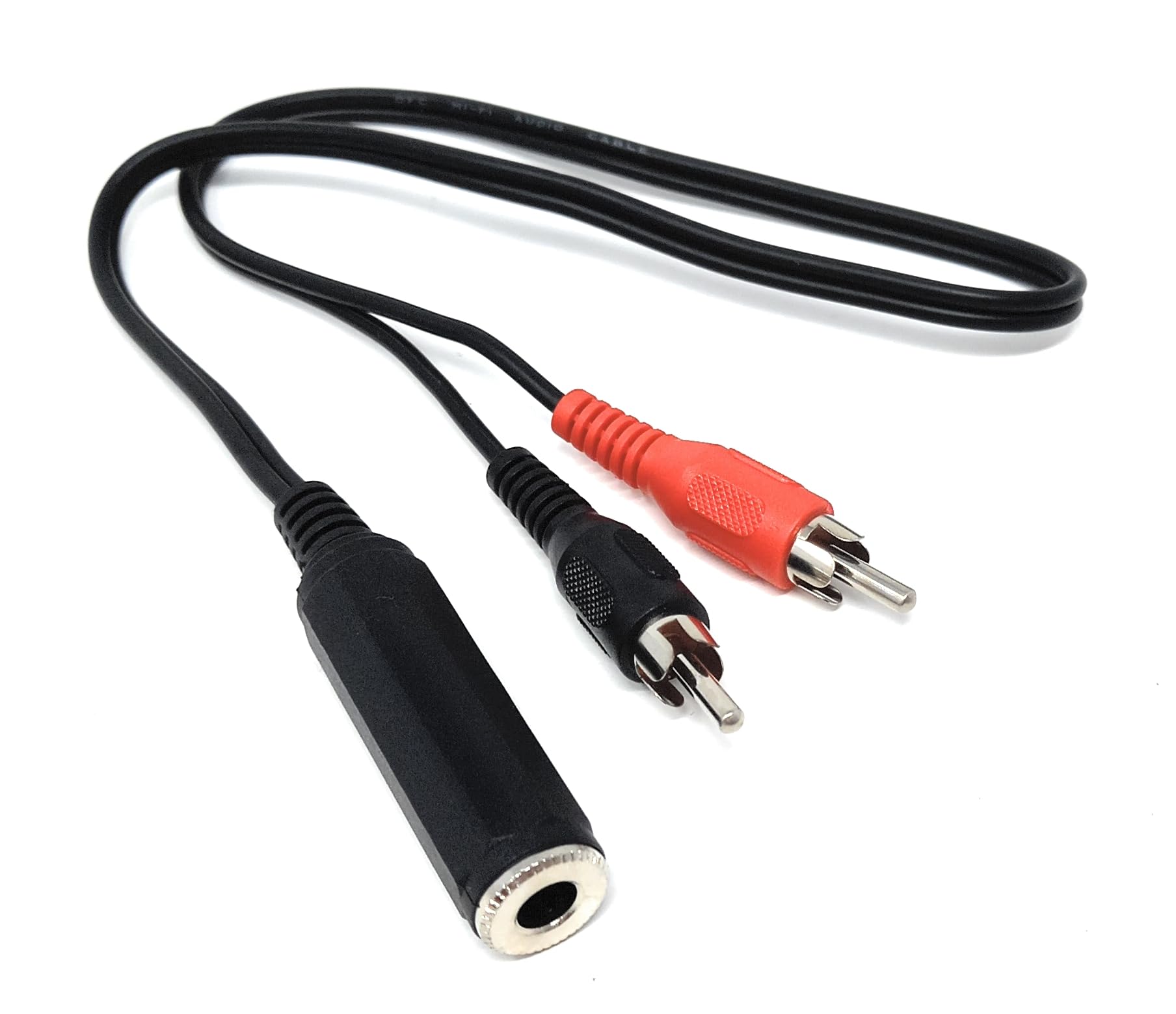 DRUT 50cm 6.35mm Stereo Jack Socket to Twin RCA Phono Plug Cable, 1/4 Inch TRS Female to 2 RCA Male Audio Splitter Adapter Lead for Mixer, Amplifier, HiFi, Speaker & Recording Equipment