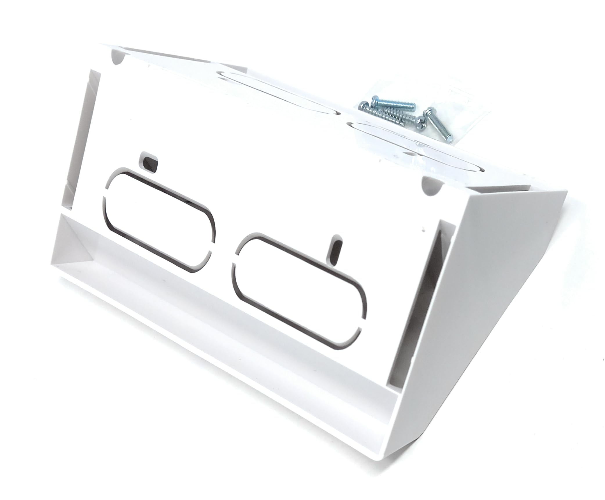 White Double 2 Gang Pattress Electrical Back Box for Faceplates 45 Degree Angled Surface Mount for WorkBench 146mm x 85mm