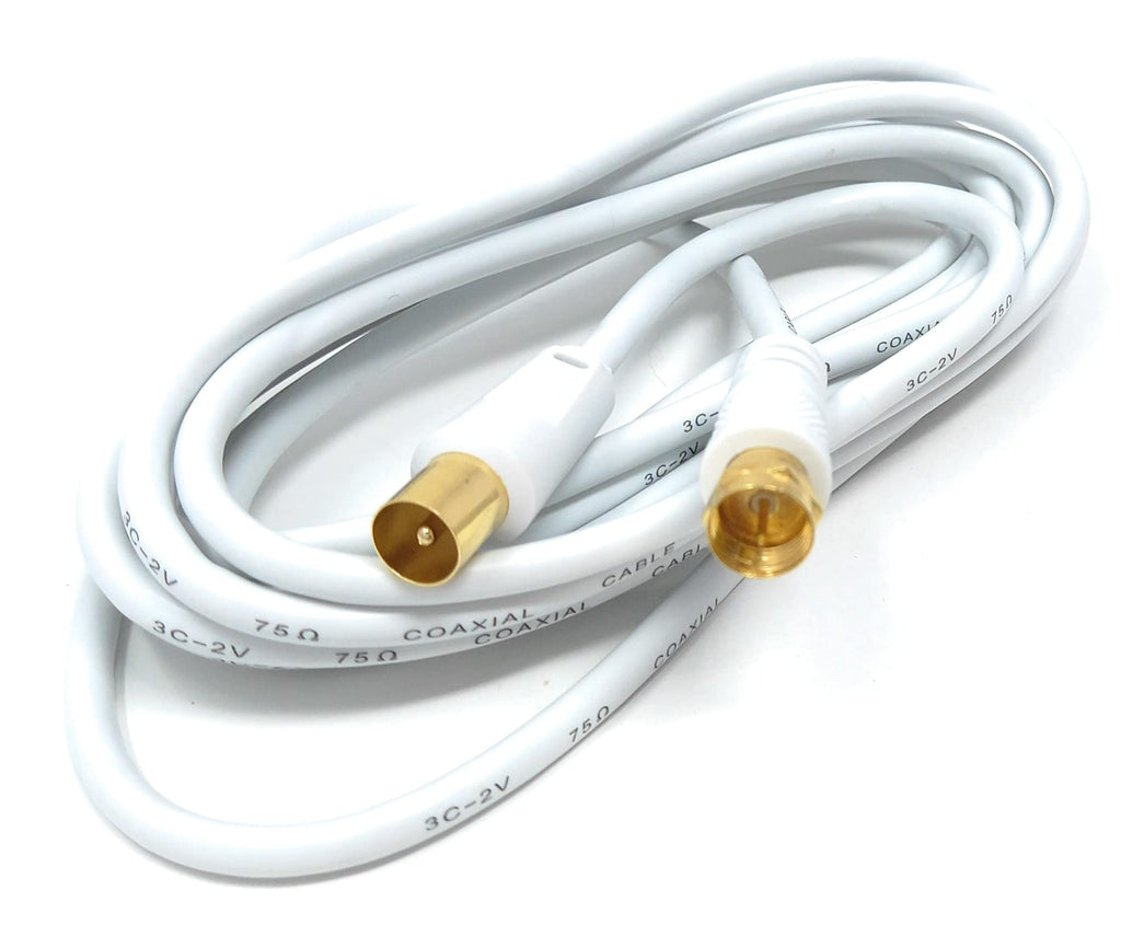 DRUT RF TV Aerial Male to F Type Connector Male Plug Coaxial Coax Cable, Lead, 75 Ohm, 3C-2V