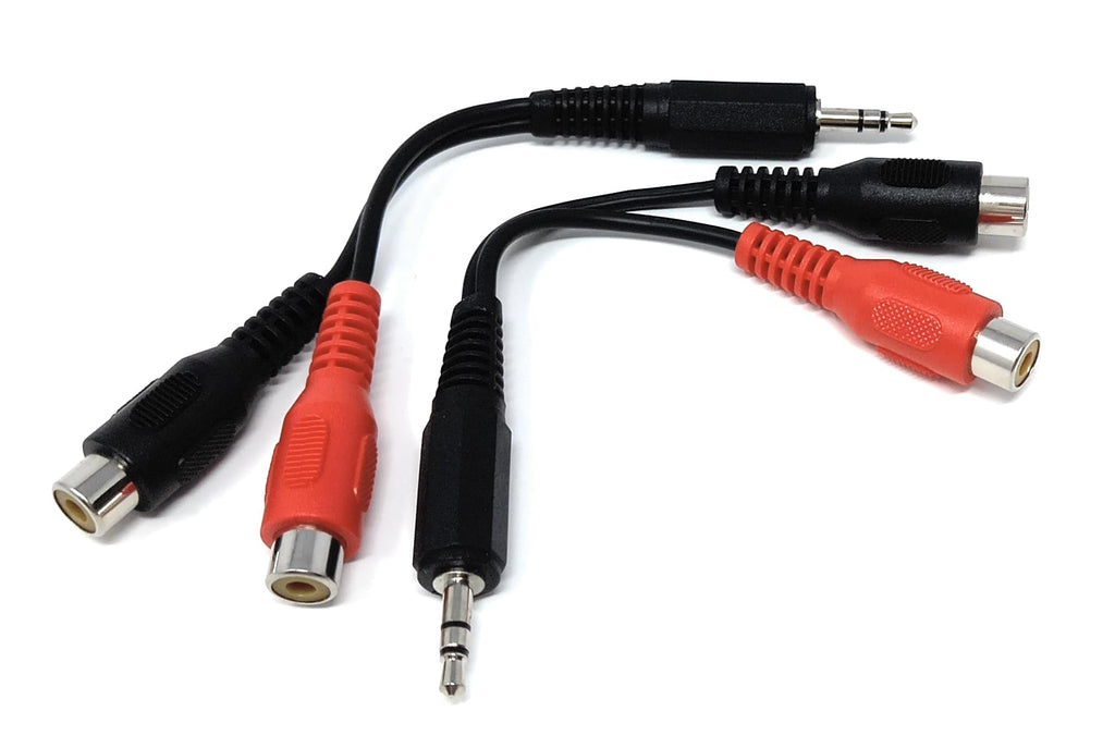 DRUT 15cm 3.5mm Stereo Jack Plug to Twin RCA Phono Sockets Audio Cable Adapter Splitter Lead