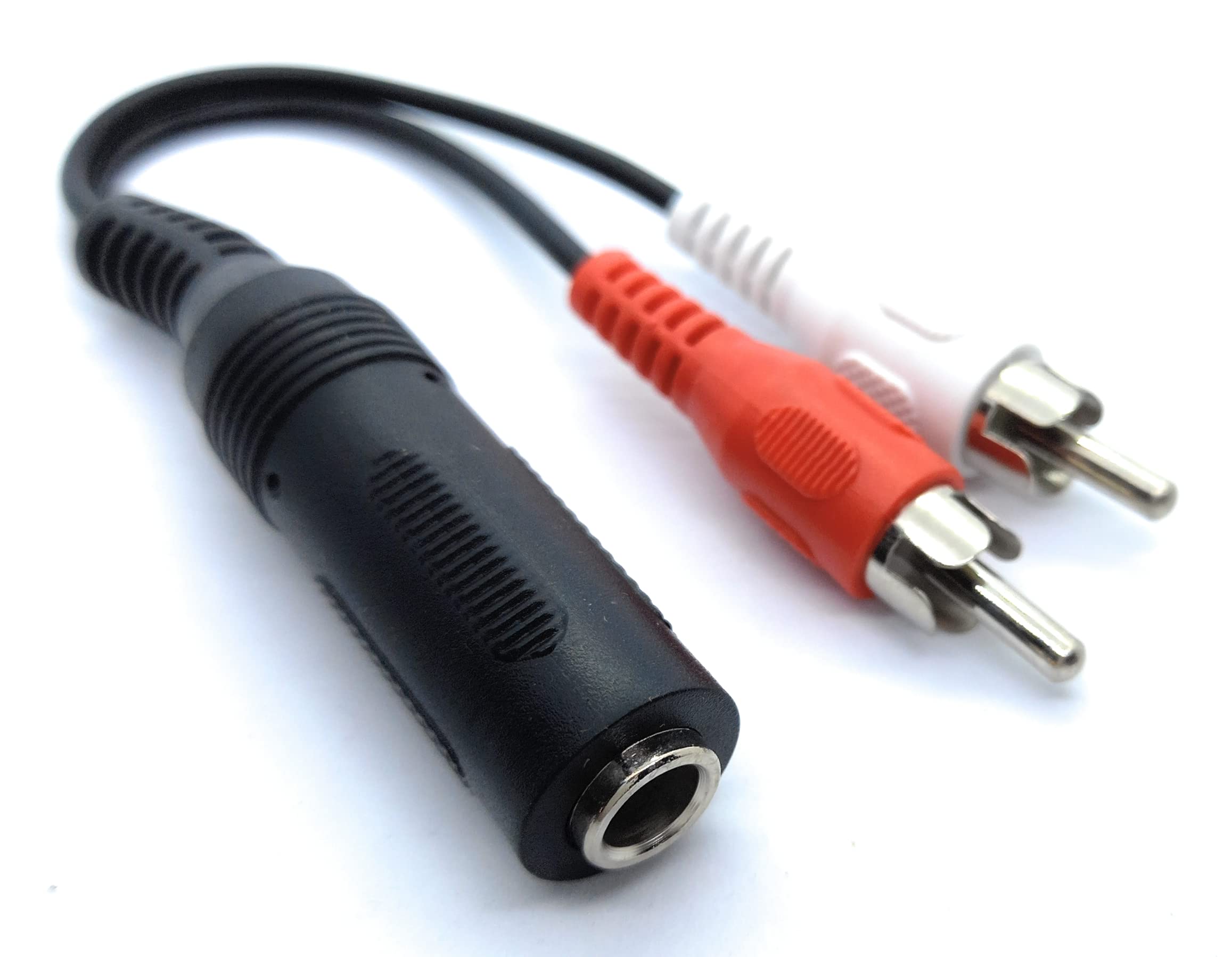DRUT 6.35mm Stereo Jack Socket to Twin RCA Phono Plugs Adapter Cable Extension
