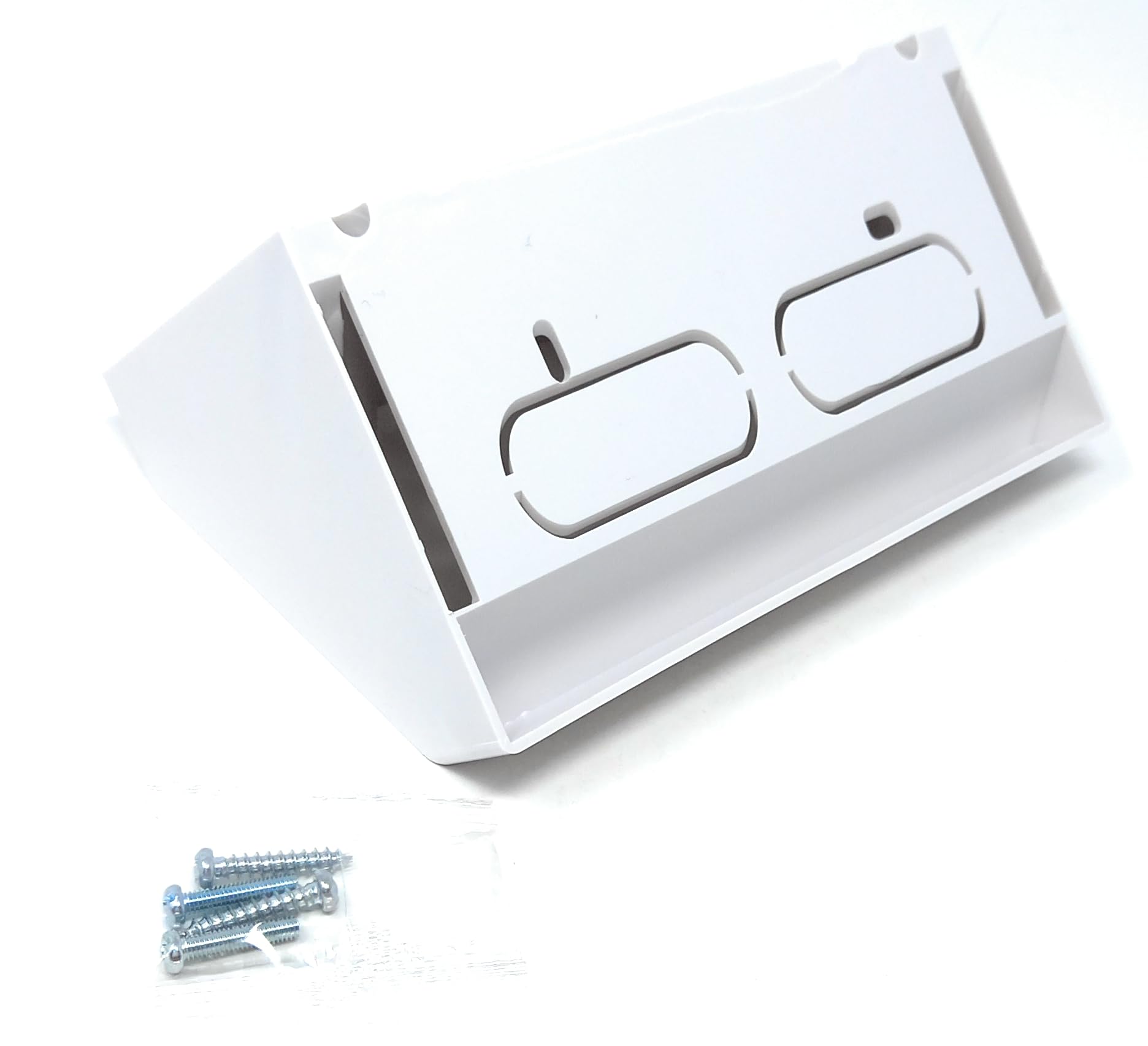 White Double 2 Gang Pattress Electrical Back Box for Faceplates 45 Degree Angled Surface Mount for WorkBench 146mm x 85mm