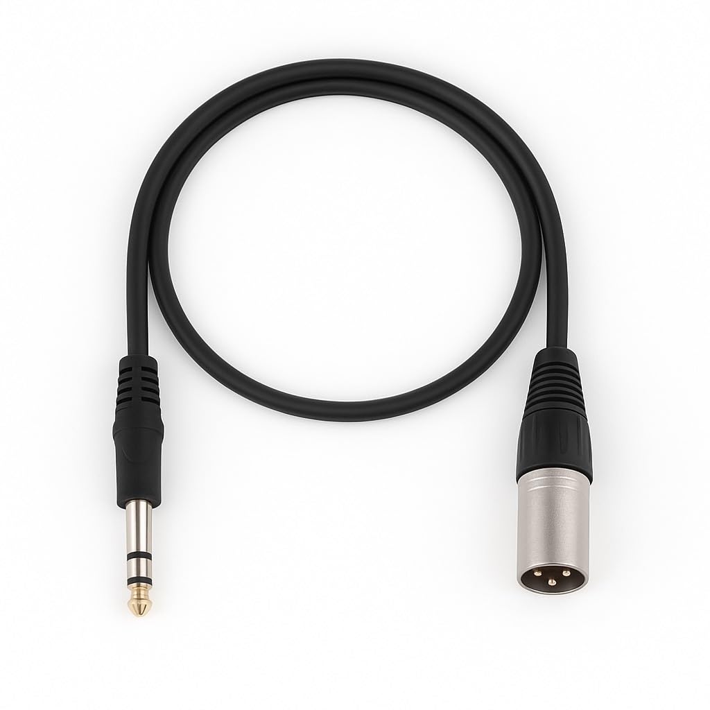 DRUT Professional XLR Male to 6.35mm Stereo Jack Cable, Gold-Plated, Balanced Audio Lead for Microphones, Mixers, Amplifiers, DJ, Studio Equipment