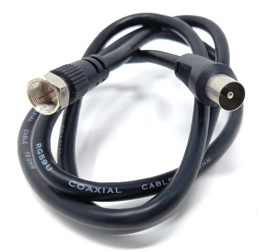 DRUT RF TV Aerial Male to F Type Connector Male Plug Coaxial Coax Cable, Lead, 75 Ohm, 3C-2V