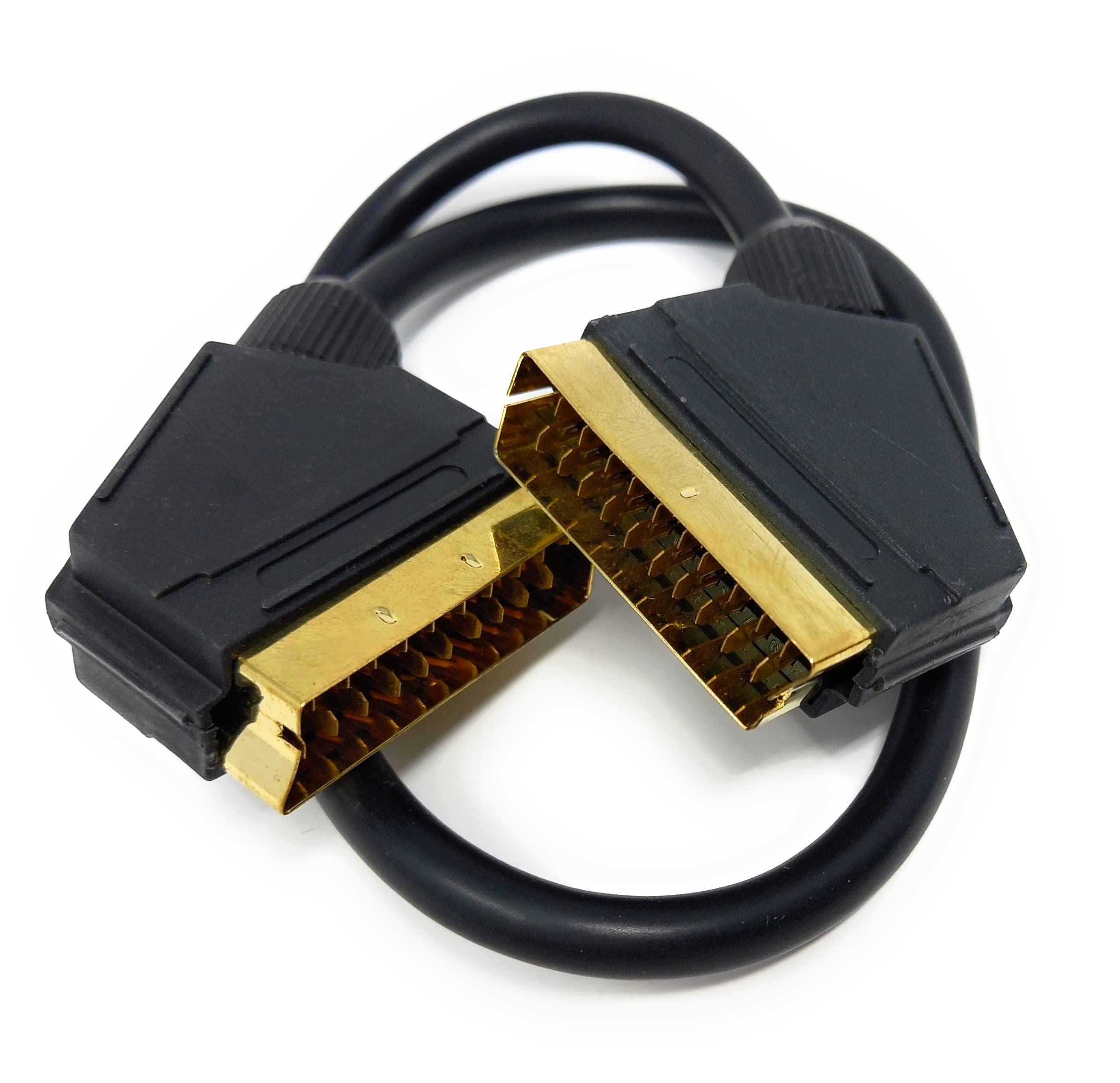 DRUT Scart to Scart Cable Lead, 21 Pin Male to Male (Plug to Plug) RGB Cord for TV, VCR, DVD Player Gold Plated