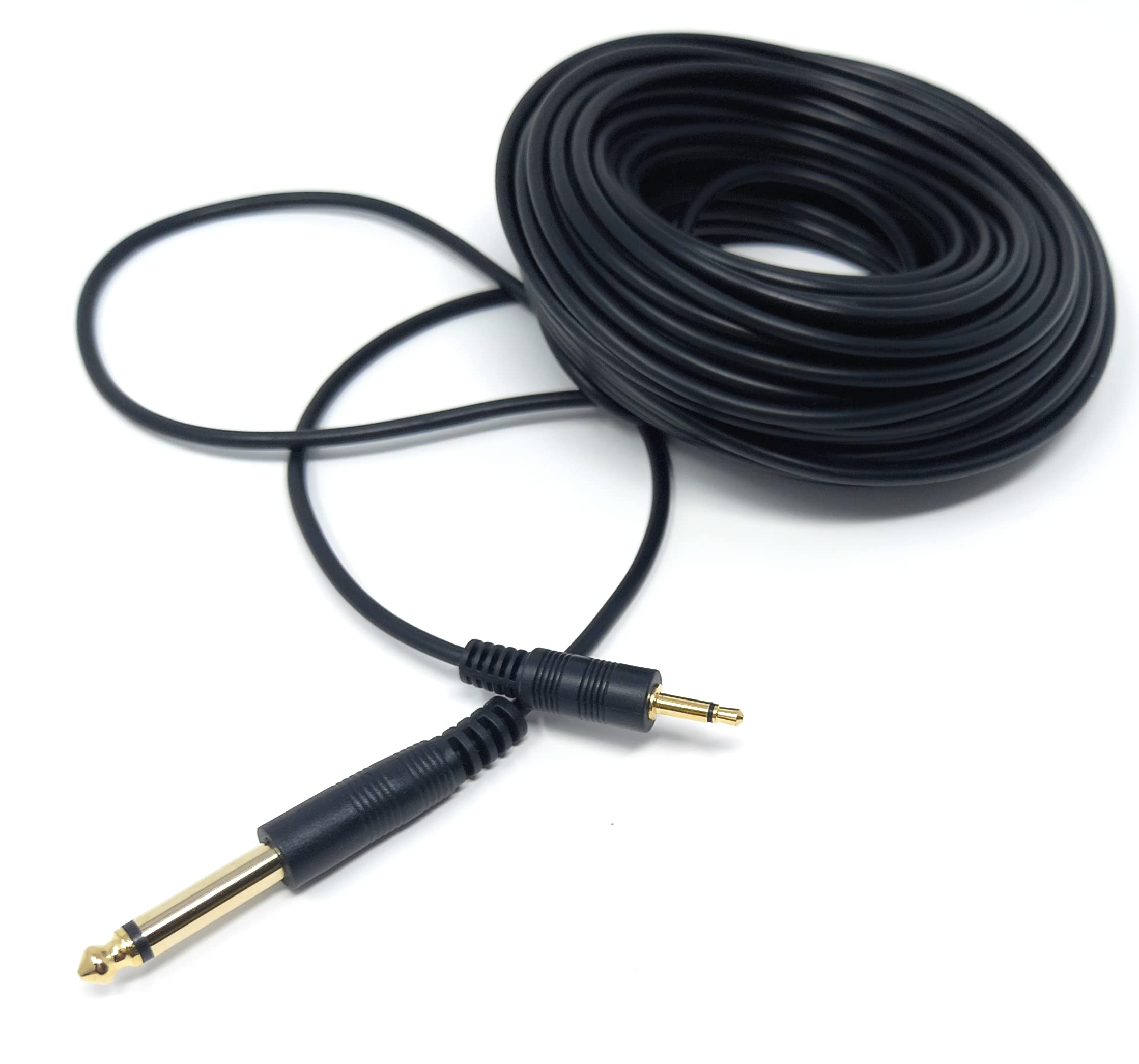 DRUT 3.5mm MONO Jack to 6.35mm MONO Jack Plug Audio TS Coax Cable Lead, Male to Male Gold Flashed Ends