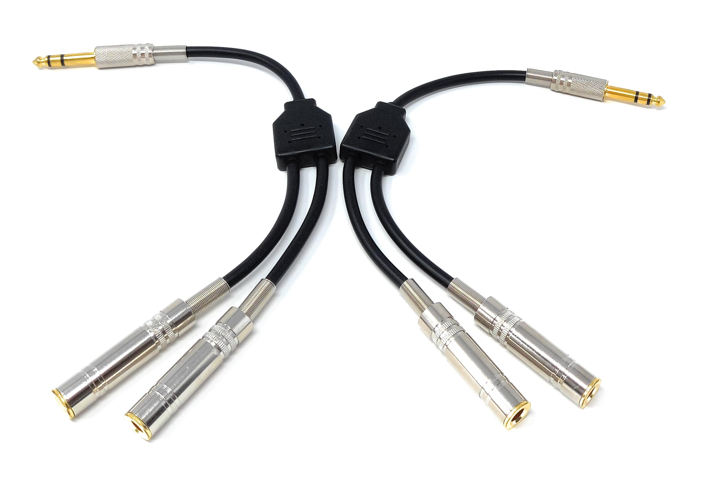 DRUT 6.35mm Stereo Jack to 2 x 6.35mm Stereo Sockets Splitter Audio Cable Adapter Lead, Gold Flashed Connectors