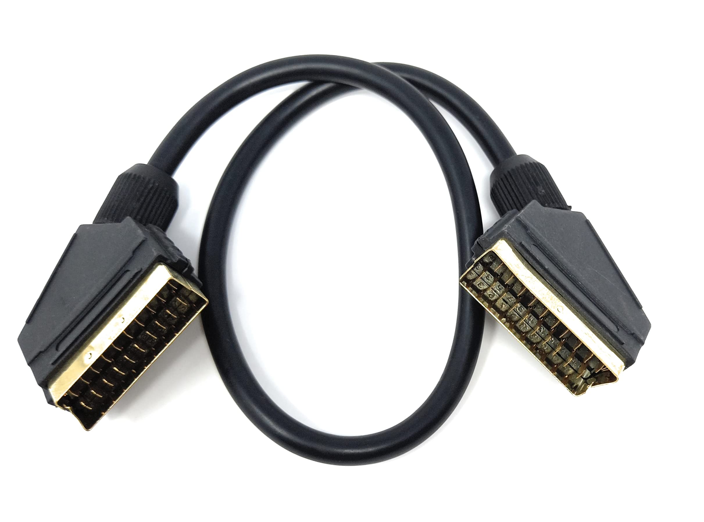 DRUT Scart to Scart Cable Lead, 21 Pin Male to Male (Plug to Plug) RGB Cord for TV, VCR, DVD Player Gold Plated
