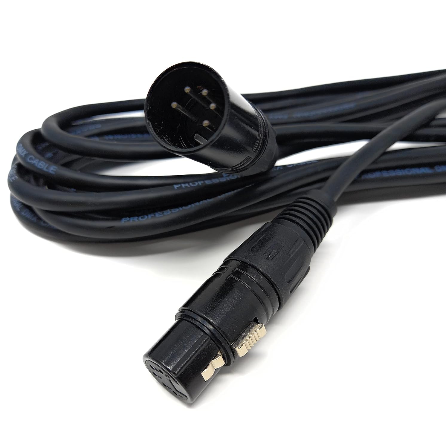DMX (XLR) 5 pin Spiral Shielded Insulated Male to Female Extension Stage Light Signal Cable Lead