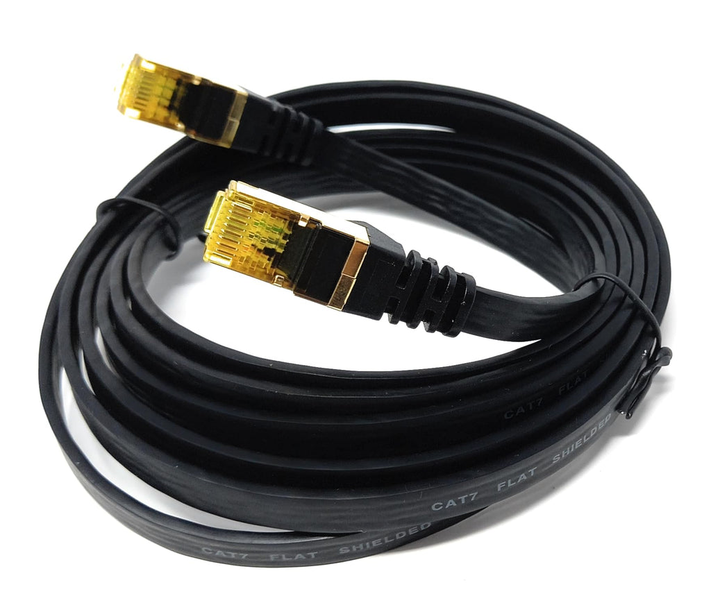 DRUT CAT7 Flat FTP Shielded 600MHz 10Gbps Ethernet LAN RJ45 Cable Gold Plated Switch Router Modem Access Point Lead