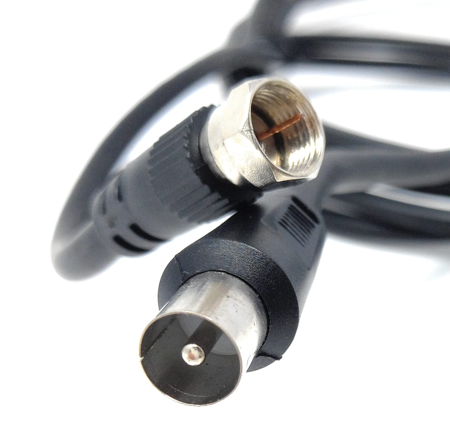 DRUT RF TV Aerial Male to F Type Connector Male Plug Coaxial Coax Cable, Lead, 75 Ohm, 3C-2V