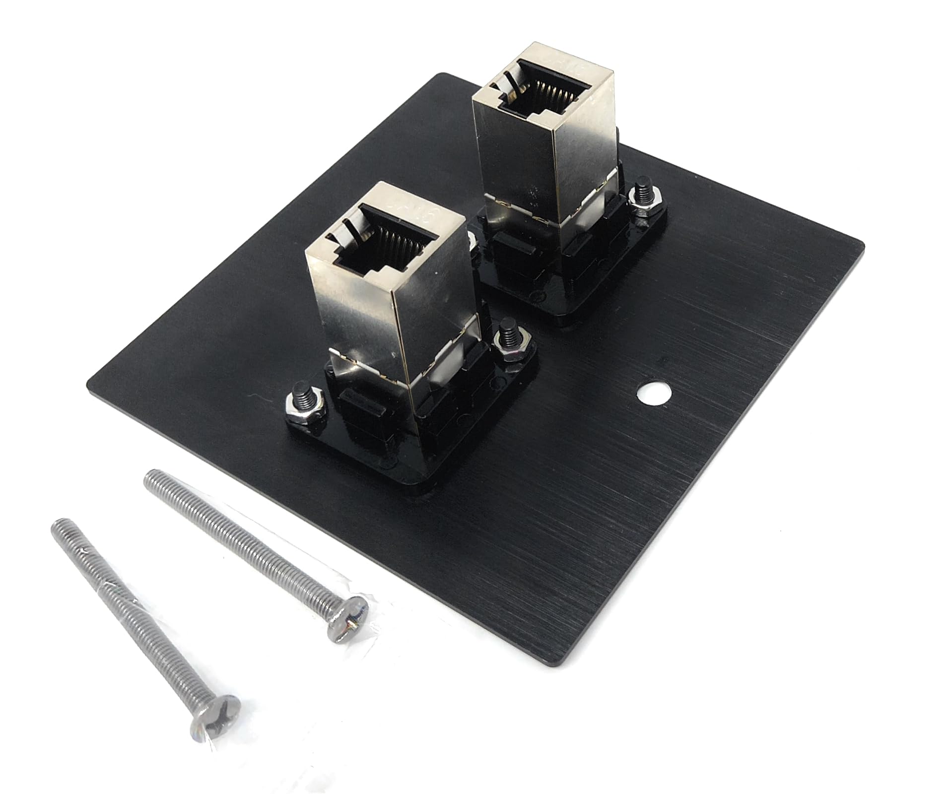 Brushed Aluminium Double Cat6 Female Sockets D-Series Outlet Wall Faceplate – Durable Metal Plate for Ethernet Networking Cables (Cat6/Cat5e/Cat7/Cat8/Cat9) with Screws Included