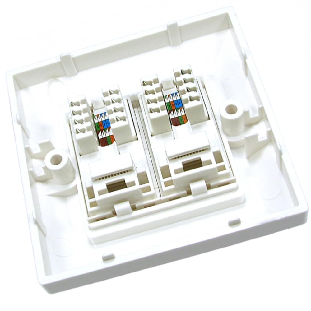RJ45 Socket Ethernet Cat5e Wall Plate Socket Faceplate Compatible with CAT6/CAT5E/CAT7/CAT8 Network Cable, Keystone Jack Modular, UK Spec.