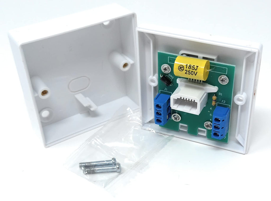 DRUT BT Master (2/4A) Telephone Socket Face Plate Plug With Box Surface, Single 70x70x30mm
