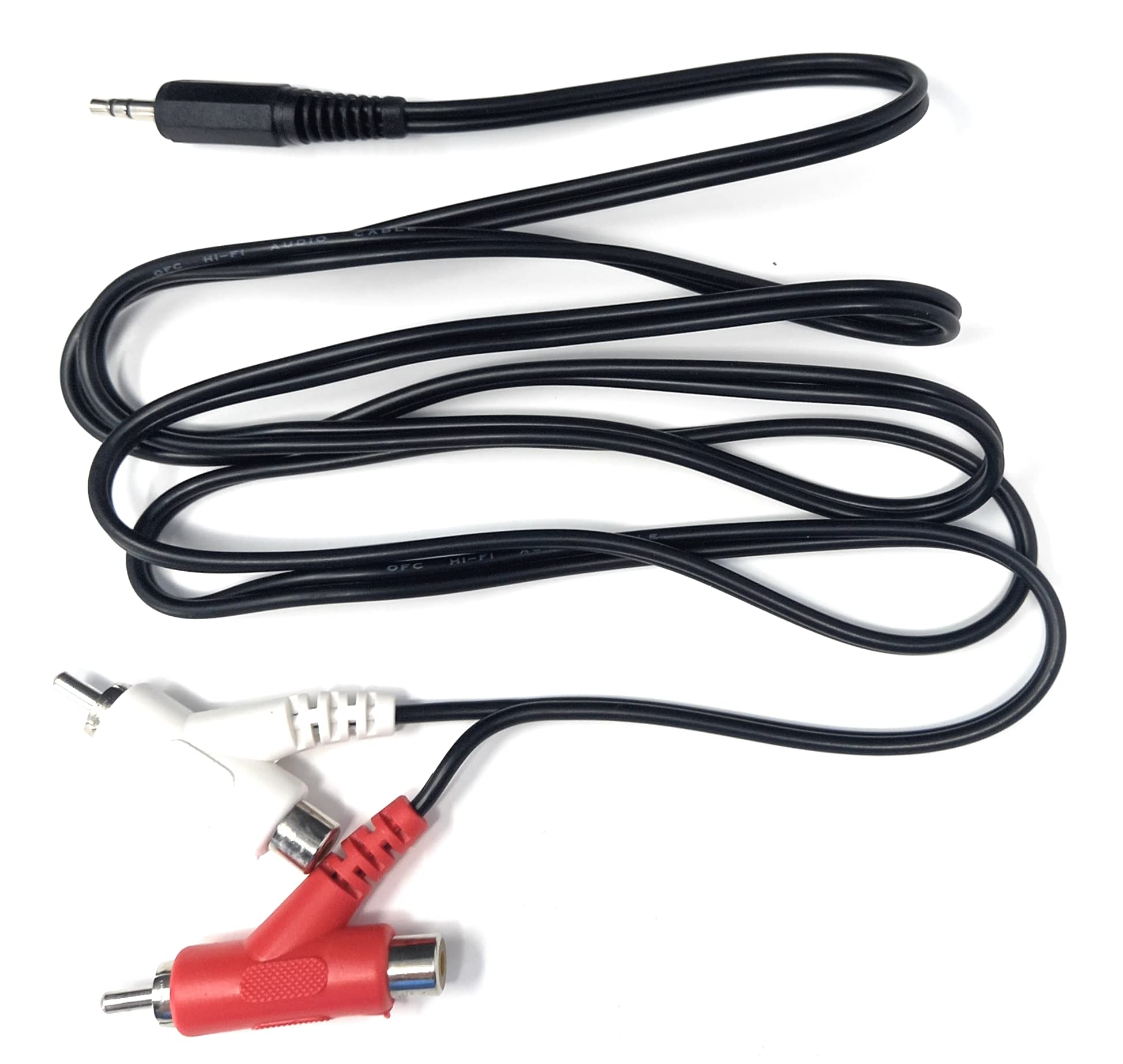 DRUT 3.5mm mini Stereo Jack Plug to 2x Stackable Male & Female RCA Phono Plugs Audio Lead Cable