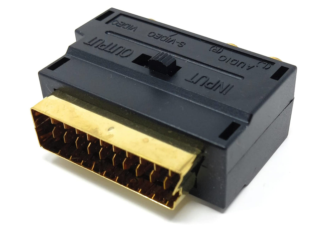 DRUT Scart to 3 RCA Composite Phono & SVHS S Video Adaptor with In Out Switch Converter Cable Lead Adapter