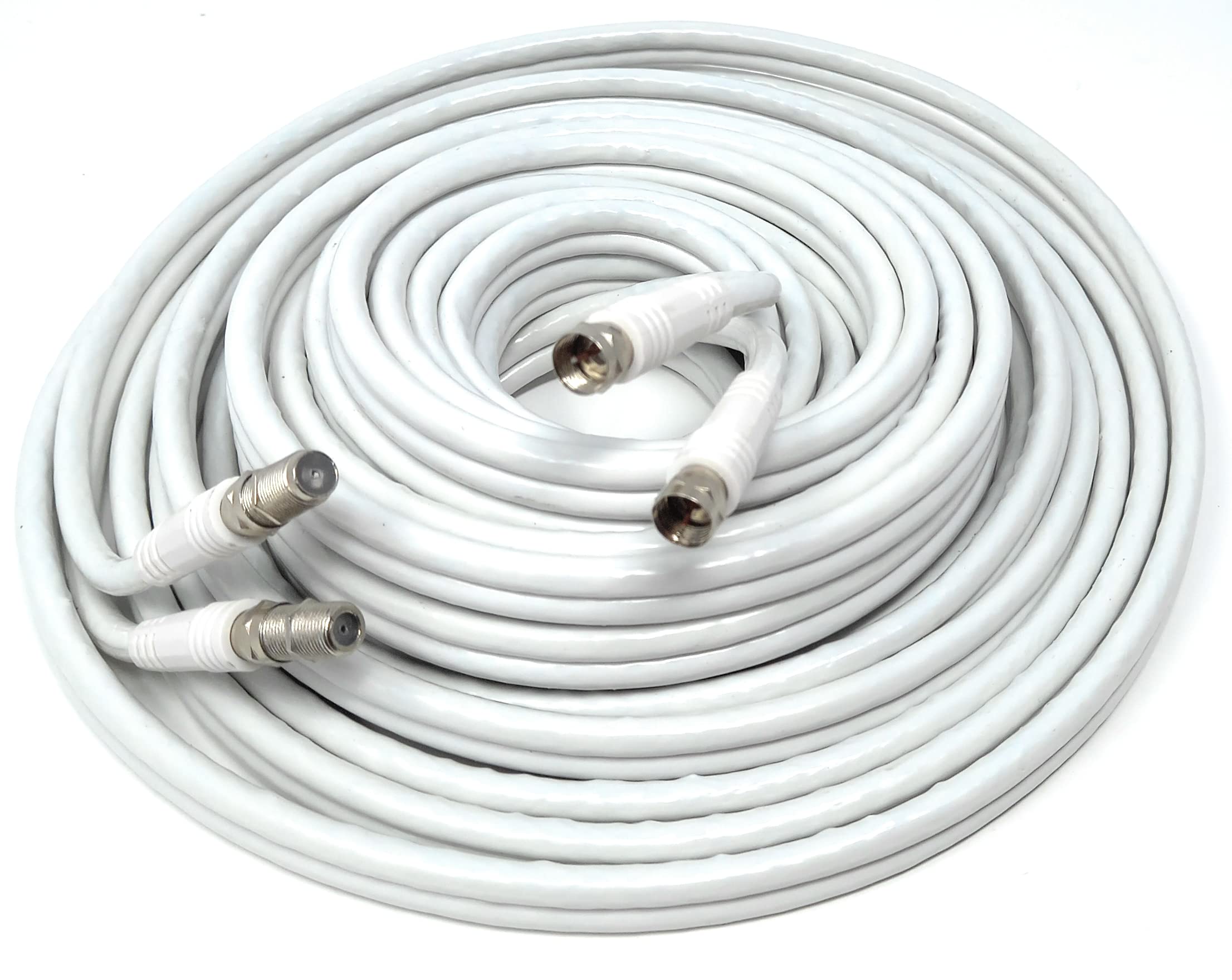 DRUT Twin Shotgun Satellite Moulded F-Type Plug to Socket RG6 Coaxial Extension Antenna Cable Lead With F-Type Couplers
