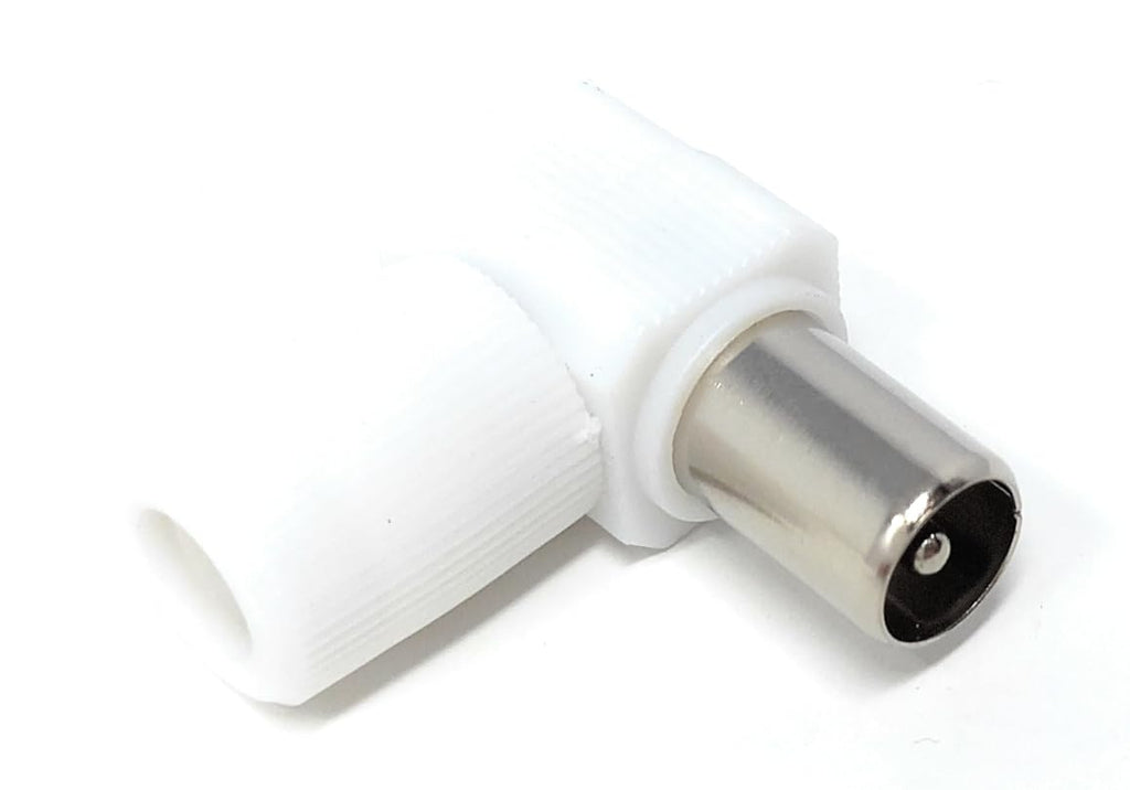 DRUT Right Angle RF TV Coax Plug Adapter for TV Aerial Antenna Cables - Screw Connection, No Soldering Required