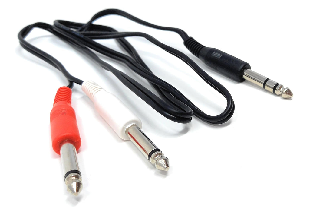 6.35mm Stereo Jack To 2 x 6.35mm Mono Jack Y Splitter TRS Stereo to Twin 1/4 Inch TS Mono Lead Cable