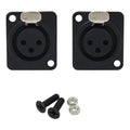 XLR 3-Pin Female Chassis Panel Mount Connector, D Series, Audio Equipment, with Push Button, for DJ Mixers, Studio, PA Systems, Microphone Cables, with Mounting Hardware Screws